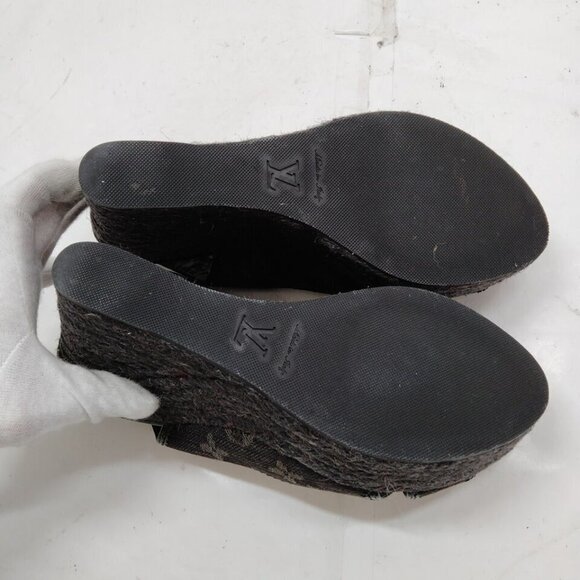 100% Authentic Louis Vuitton MONOGRAM DENIM Sandal - Picture 5 of 8